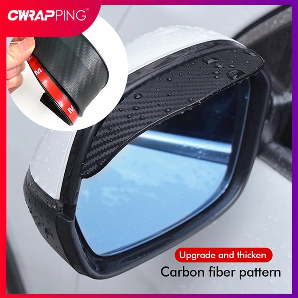 Specchietto retrovisore per auto, sopracciglio antipioggia, visiera parasole in fibra di carbonio, protezione per occhiali, visione chiara, accessori per organizer per specchietti automatici