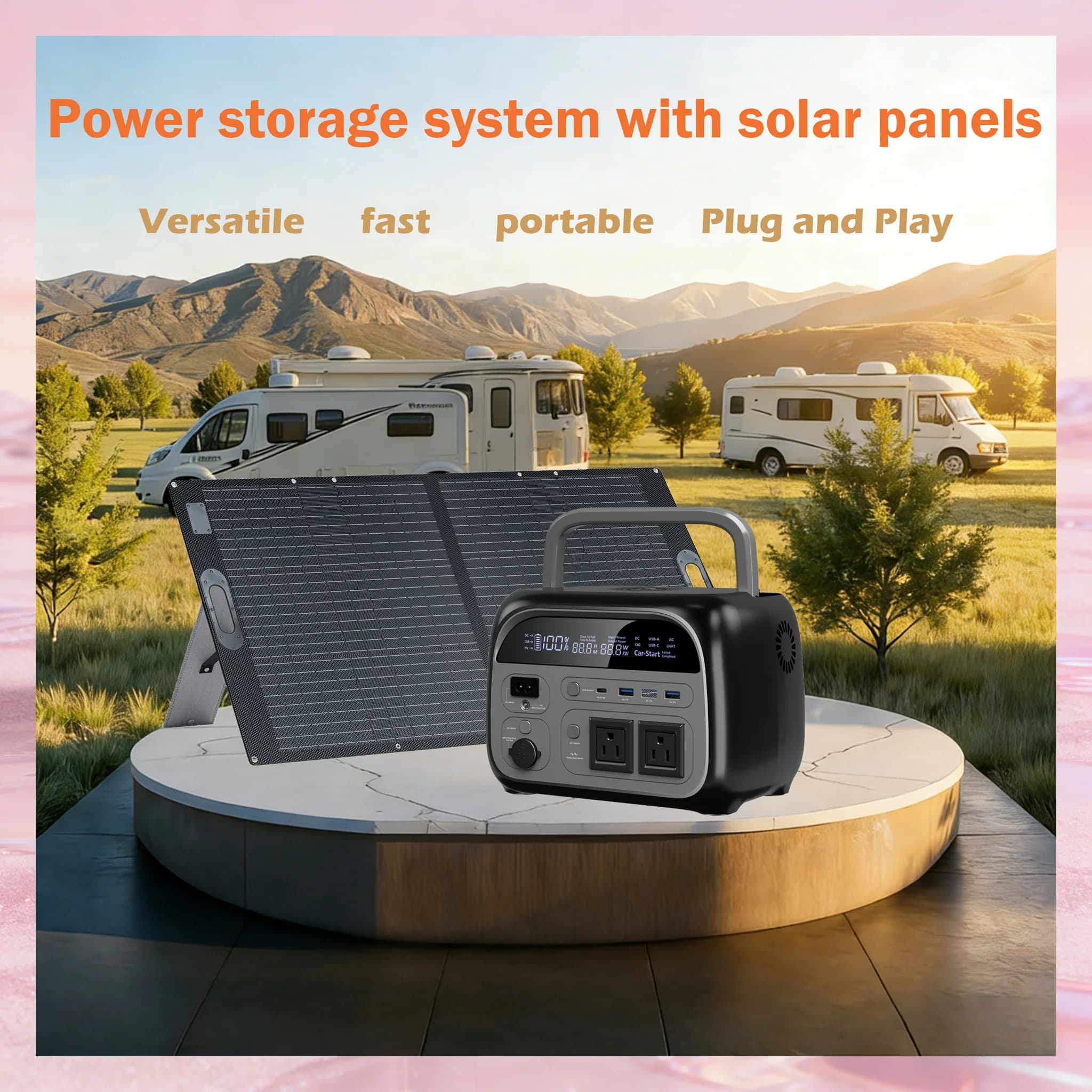 CTOLITY AC110 345.6Wh 500W+100W Pannelli solari, Generatore solare portatile LiFePO4 con oltre 3500 cicli di ricarica per campeggio, escursioni e pesca