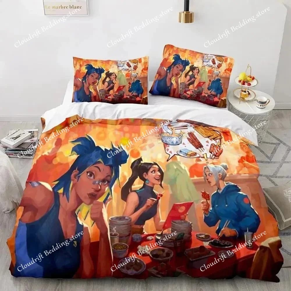 Set di Biancheria da Letto Valorant Neon per Ragazzi e Ragazze, Copripiumino e Federe per Letto Singolo e Matrimoniale, Tessile per la Casa alla Moda per Bambini e Adulti