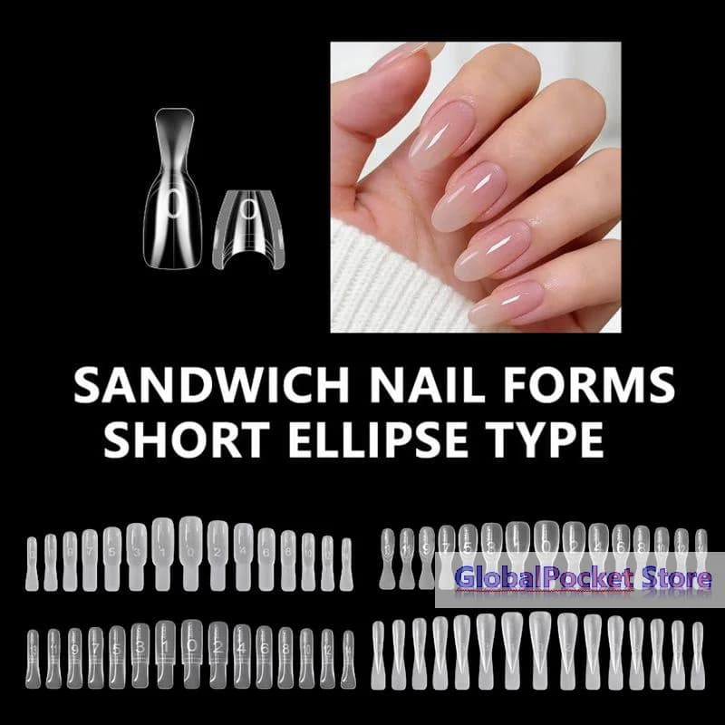 Sandwich Dual Nail Forms Trapezoidal Oval Nail Extension Forms 240pcs/Box Top & Bottom Form For Quick Diy Nail Extensions Salon