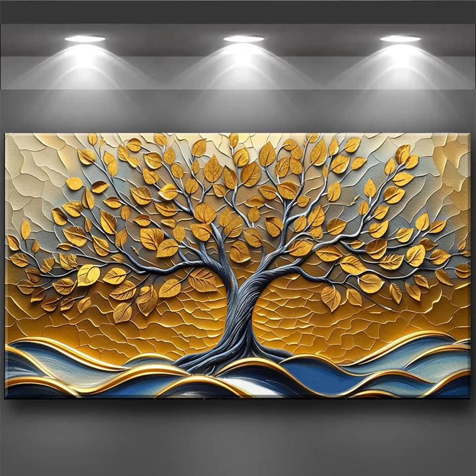 Abstract Golden leaves Tree Diamond Painting 5d Diy Full Diamond Art Mosaic New 2026 Large Size landscape For Home Decor