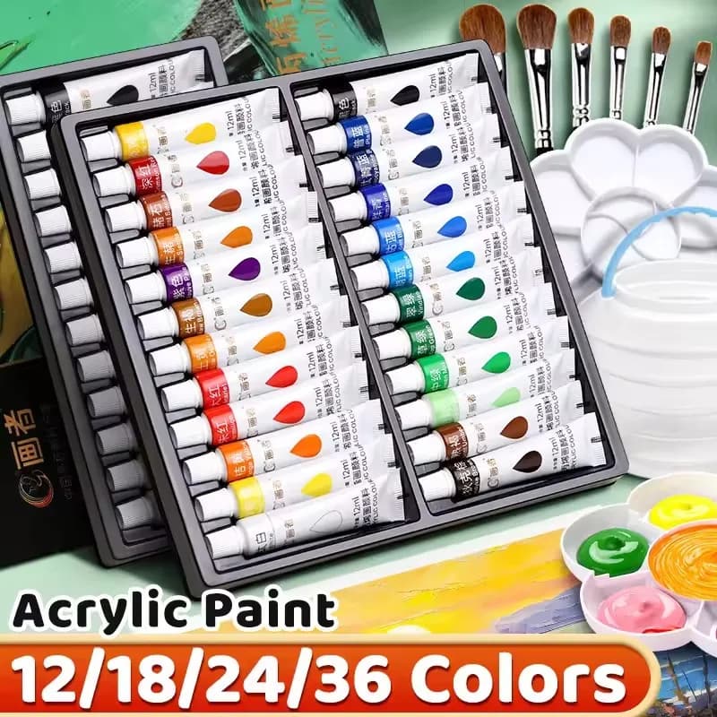 Set di colori acrilici attivabili da 12 ml/0,42 oz, adatti per carta, legno, tela, pietra, ceramica, tessuti. Kit per pittura acrilica fai da te