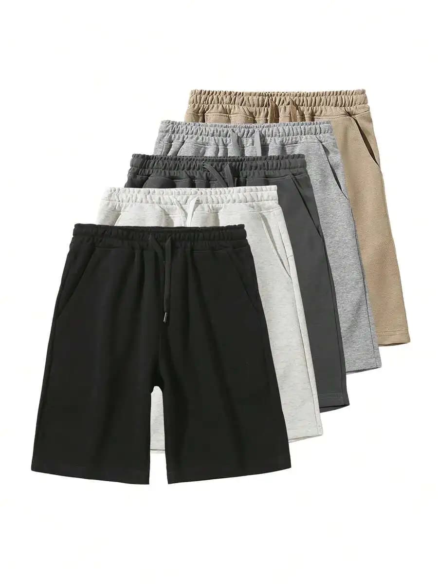 Mens Casual Solid Color Drawstring Waist Shorts With Pockets Comfortable Summer Bottoms