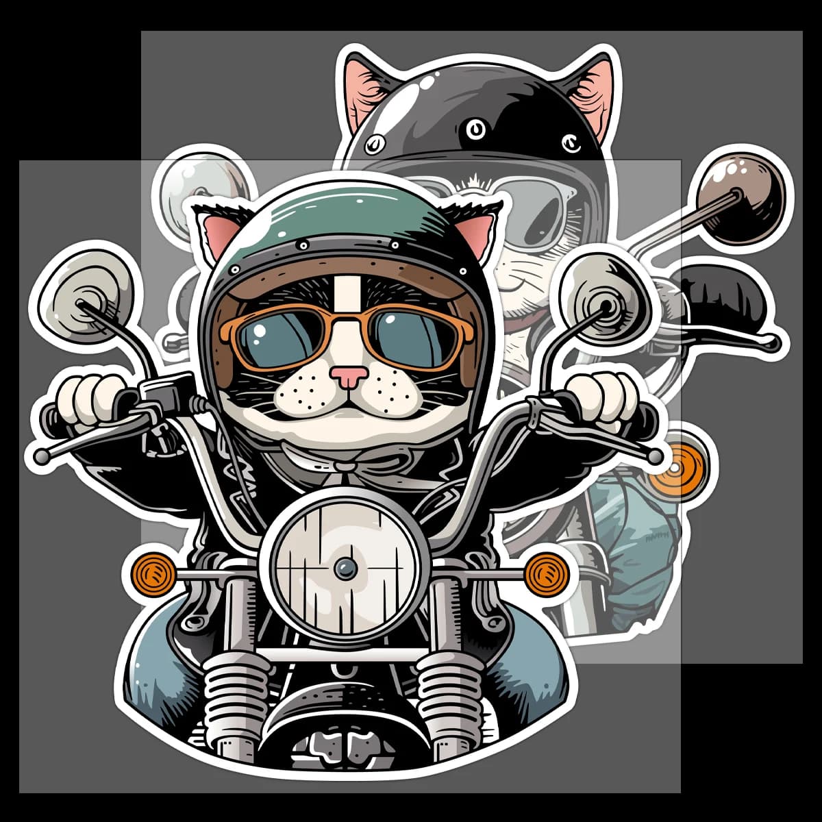 Retro Cat Knight Adesivi per auto riflettenti Moto Scooter Corpo Serbatoio carburante Moto Casco Parabrezza Decor Decalcomanie in vinile Accessori