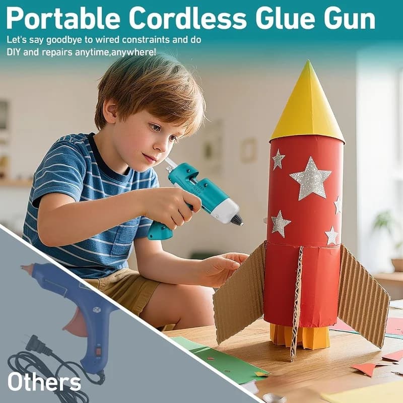 DT19 Cordless Hot Glue Gun Rechargeable with 30 Glue Sticks Fast Heating for Crafts DIY Home Repairs