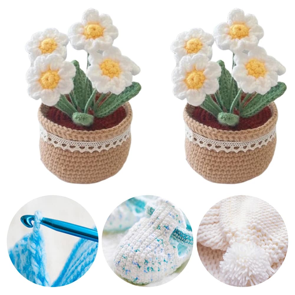 DIY Flower Pot Crochet Kit Cute Plants Handcrafted Tool for Kids (Geggiate)