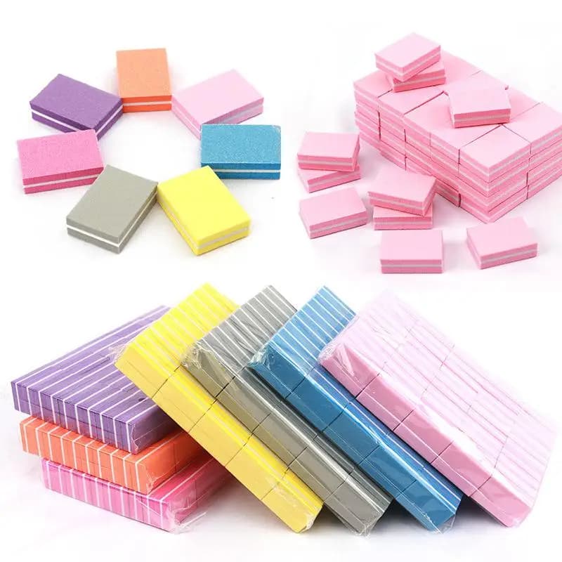 50Pcs/pack Mini Square Sponge Nail Buffer Block Double Sided Texture Nail File Buffers For Nail Pre-processing Polish Accessory