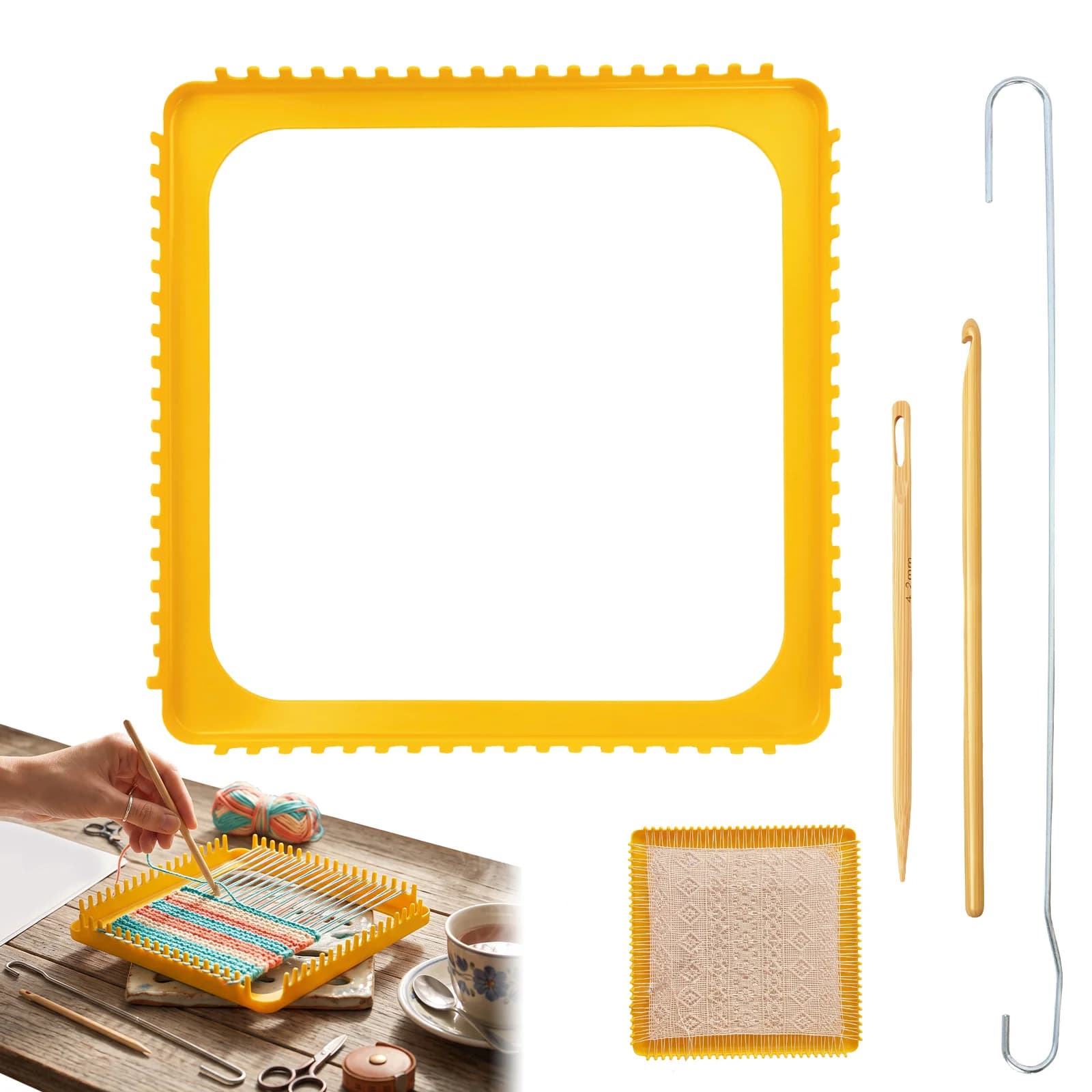 Handmade Weaving Loom And Hook Set DIY Hand Loom Tool Weaving Scarf Sweater Hat Shawl Stitching Knitting Machine for Beginners