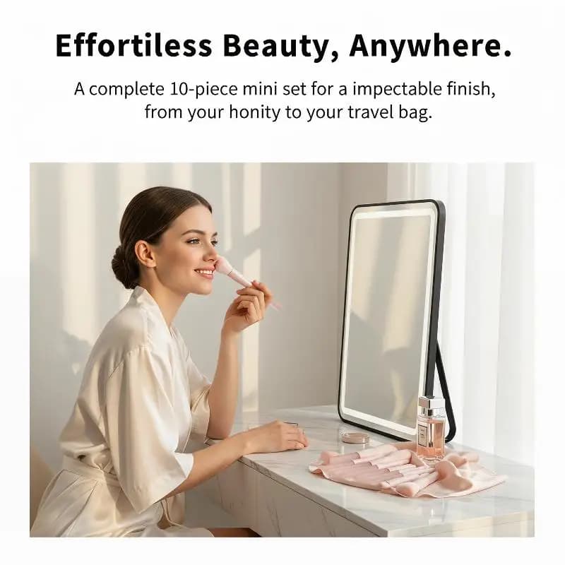 10Pcs Synthetic Makeup Brushes Set Foundation Powder Concealer Eye Shadow Beauty Tools Perfect for Date and Events