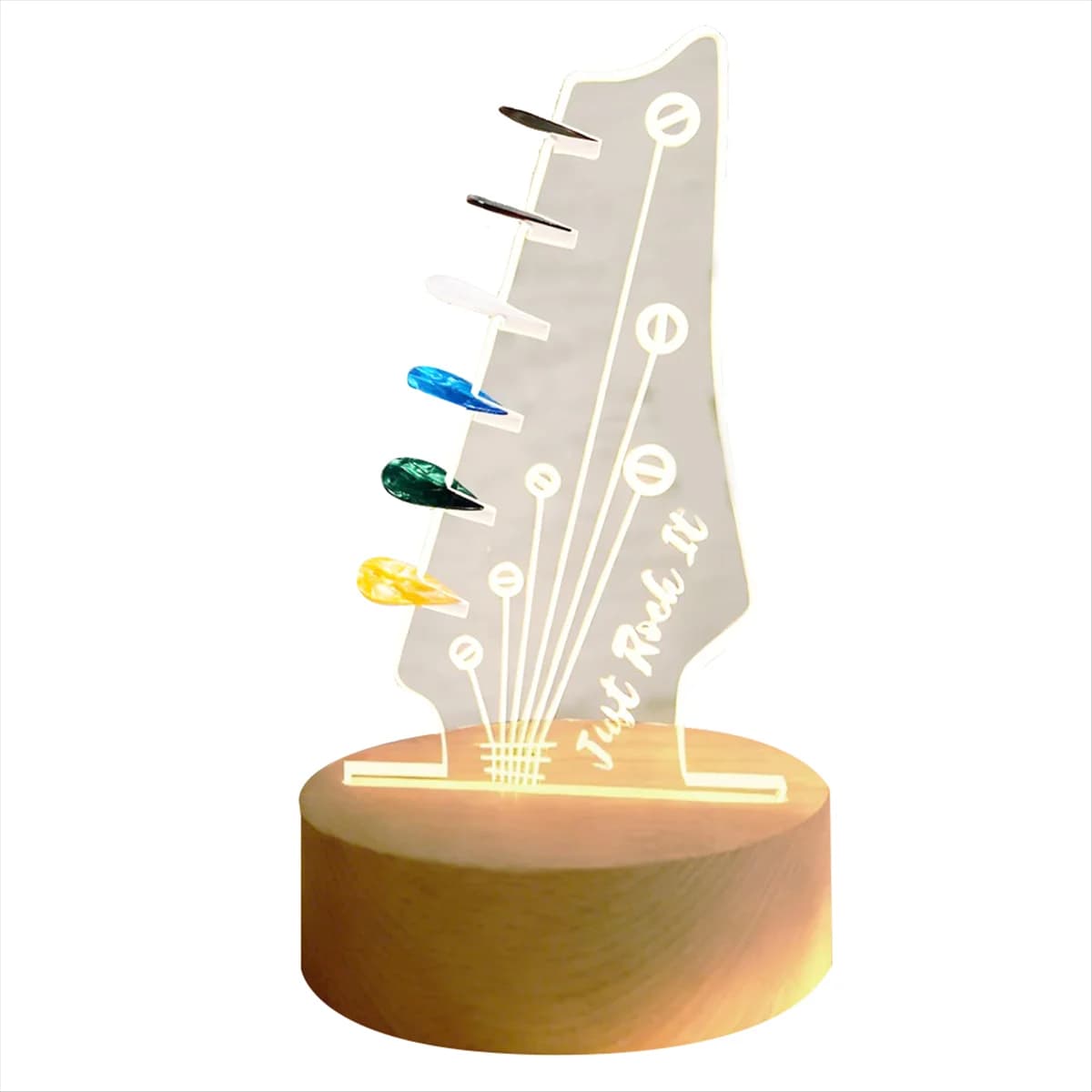 A51Q-Display per plettro per chitarra, rack di stoccaggio per plettro luminoso, per basso elettrico acustico, ukulele, violino, base rotonda