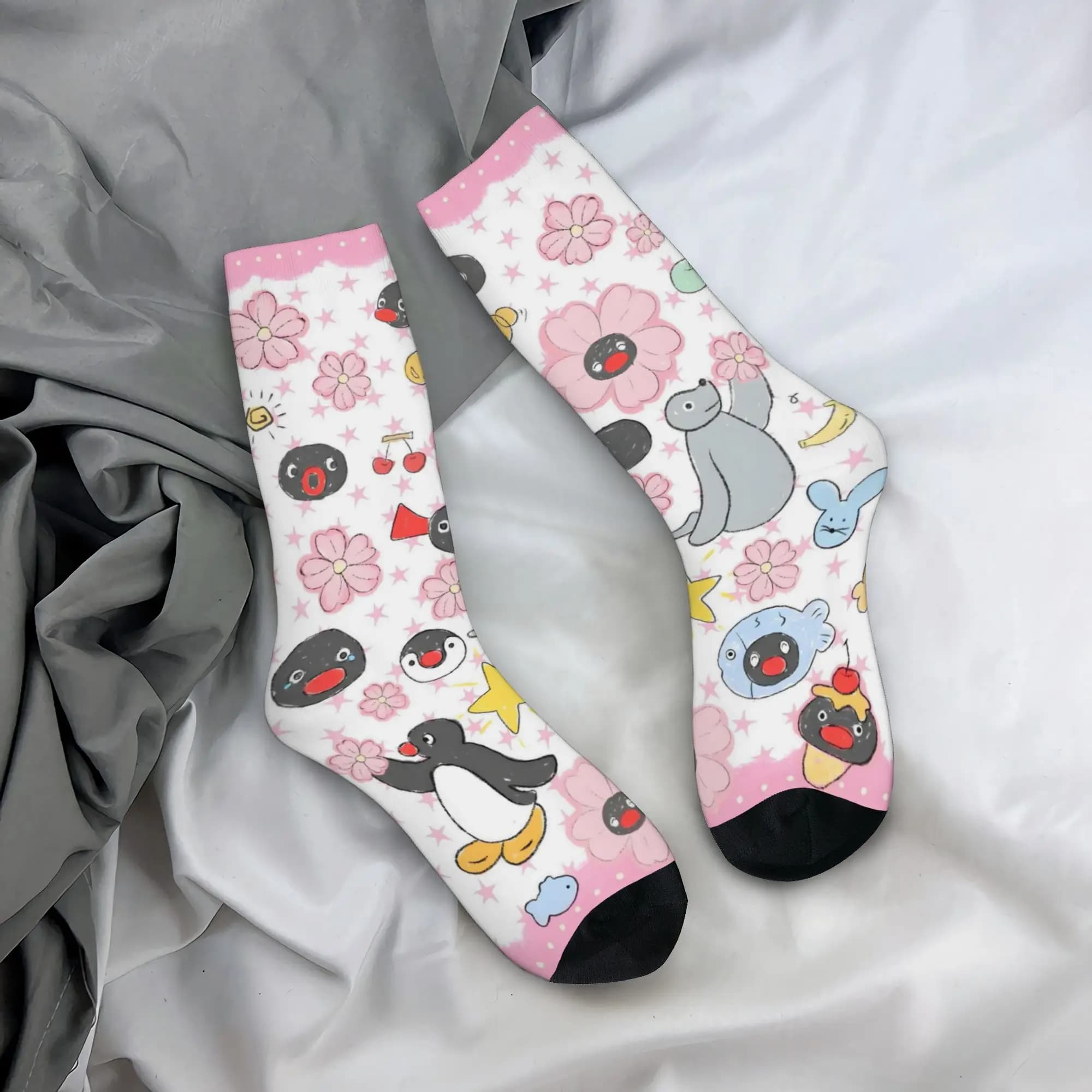 Custom Cool Noot Noot Pingu Socks Women Men Warm 3D Print Penguin Merch Basketball Sports Socks