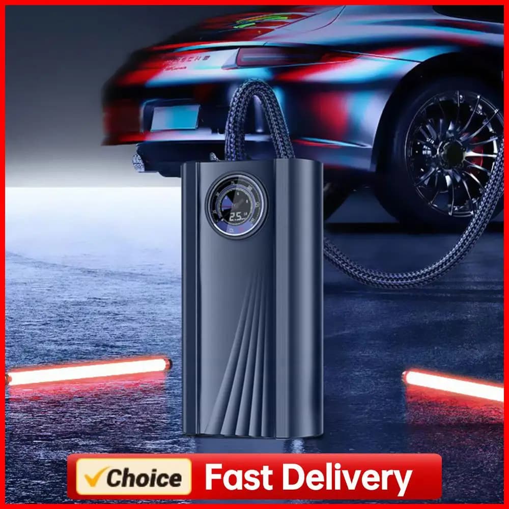 Pompa d'Aria Portatile 12V, Gonfiatore Pneumatici Auto ad Alta Precisione, Pompa Elettronica a Gonfiaggio Rapido, Alimentazione Accendisigari per Auto