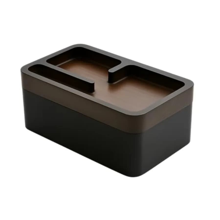 Revov Vassoio Box EDC Valet Vassoio Box con coperchio rotante magnetico in legno autentico Tavolo da ufficio EDC Gear Organizer Home Office Desk Ac