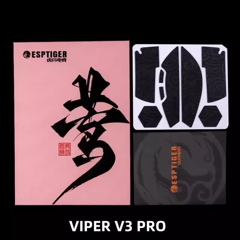 Esports Tiger Gaming Mouse Grip Tape Adesivi laterali in pelle per mouse resistenti al sudore per mouse da gioco wireless Razer Viper V3 Pro