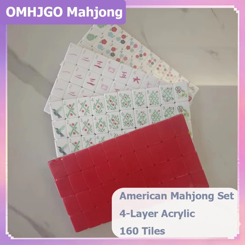 Nuovo Set di Mahjong Americano in Offerta, 160 Tessere, Portatile per Viaggi e Feste Familiari, Gioco in Acrilico a 4 Strati, Regalo Sorpresa