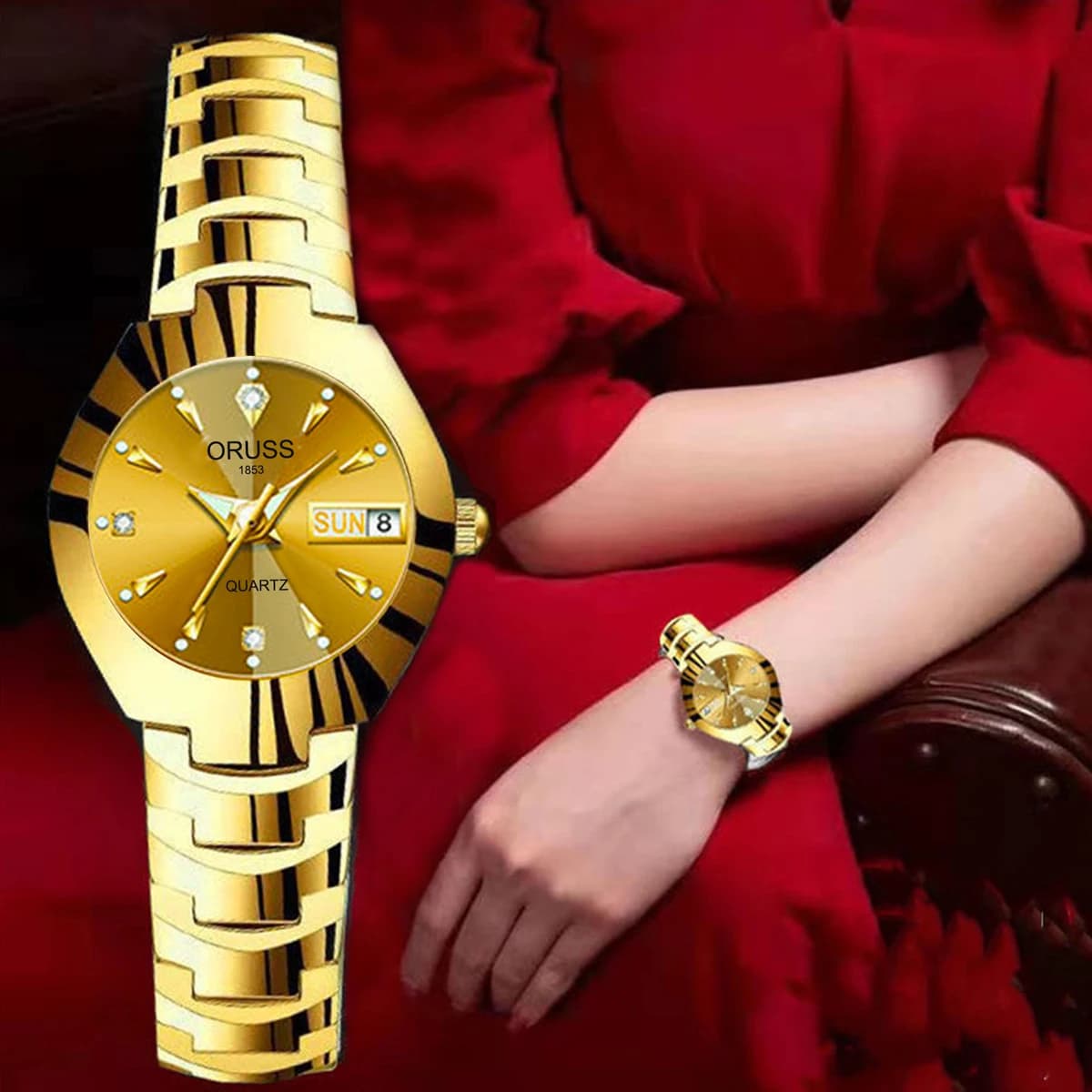 ORUSS Hot Brand Women's Watch Elegant Women's Quartz Watch With High Quality Stainless Steel Waterproof Light Pointer