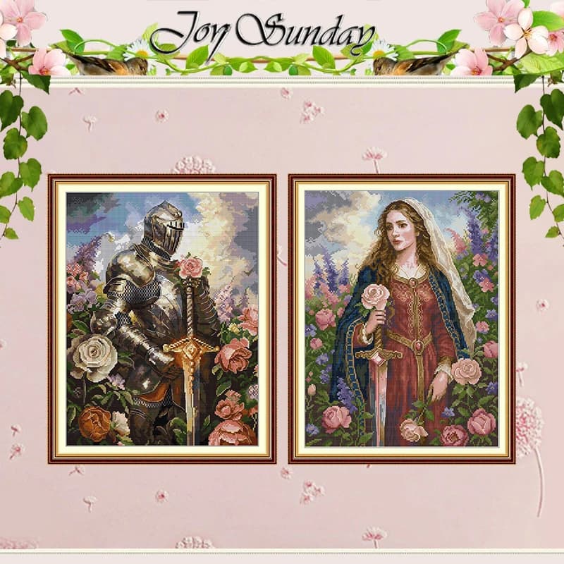 Male Female Warrior Patterns Counted Cross Stitch Set DIY 11CT 14CT 16CT HD Stamped DMC Cross-stitch Kit Embroidery Needlework