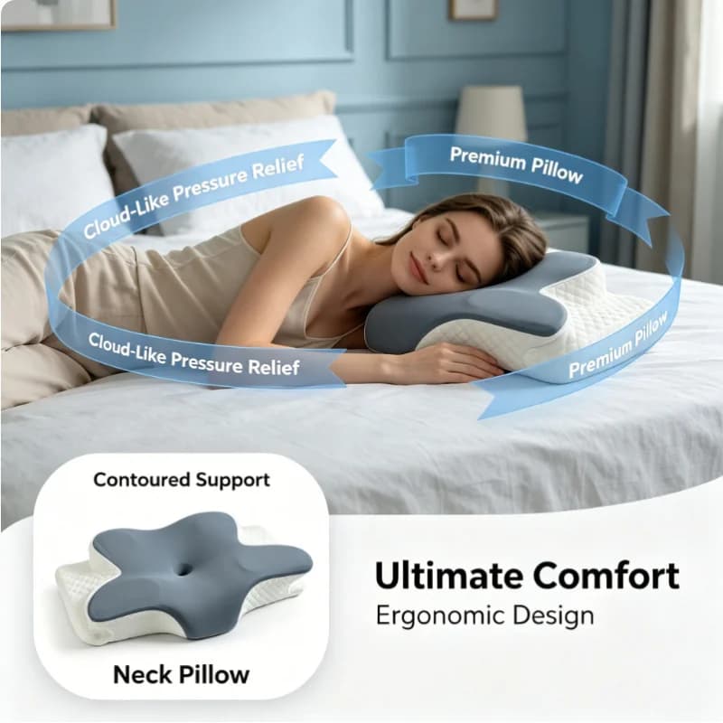 Cuscino Cervicale in Memory Foam Rinfrescante, Ortopedico per il Sollievo dal Dolore al Collo, Ergonomico e Traspirante per Tutte le Posizioni di Sonno