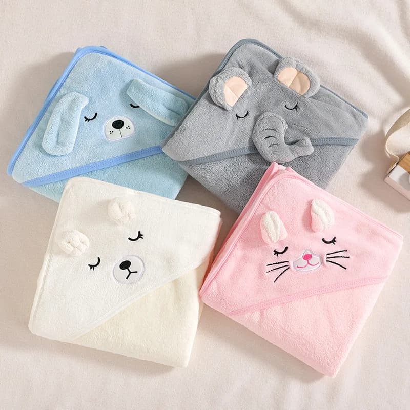Simpatico cartone animato Accappatoio per bambini Asciugamano da bagno per neonati Coperte Swaddle con cappuccio Asciugamano per bambini in pile di corallo Coperta Biancheria da letto per bambini appena nati