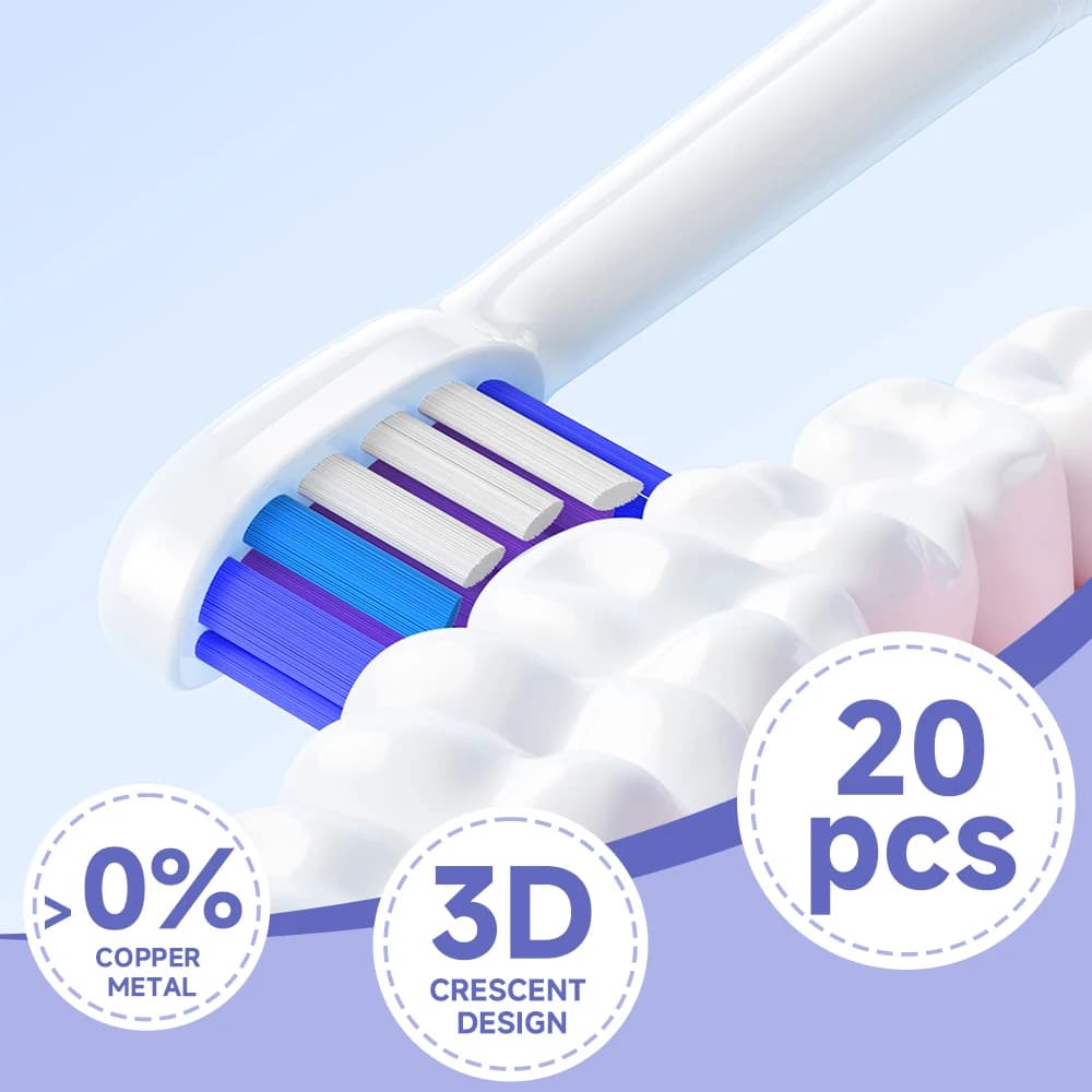 20 testine di ricambio per spazzolino compatibili con la testina di ricambio per spazzolino elettrico Philips 6500 6100 5300