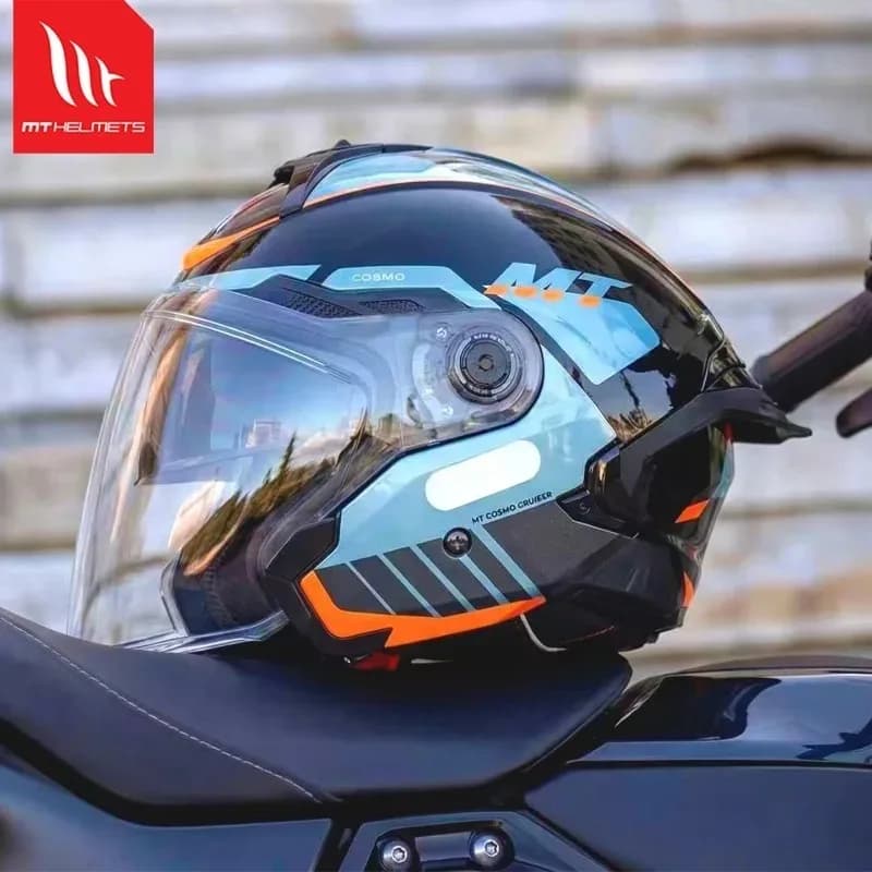 Hot MT Motorcycle Helmet Double Visor Helmets MT Cascos Para Moto EU Size DOT Casco Women Scooter Casque Moto Blue Cosmo SV JET