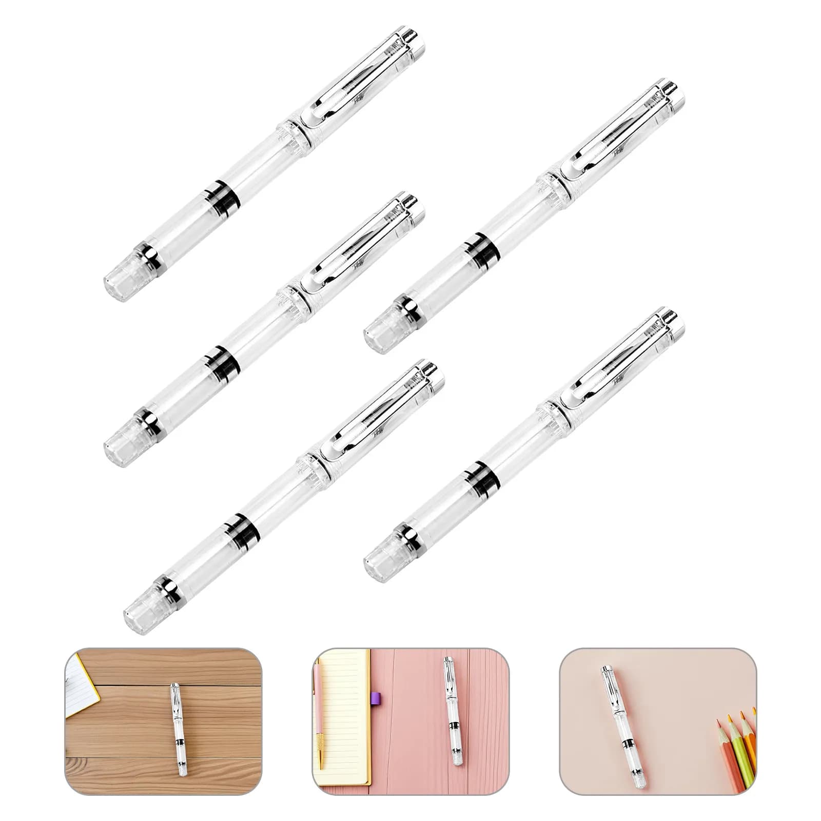 5Pcs Refillable Brush Pens Set High-Quality Plastic Transparent Body for Watercolor Painting Calligraphy Drawing Writing