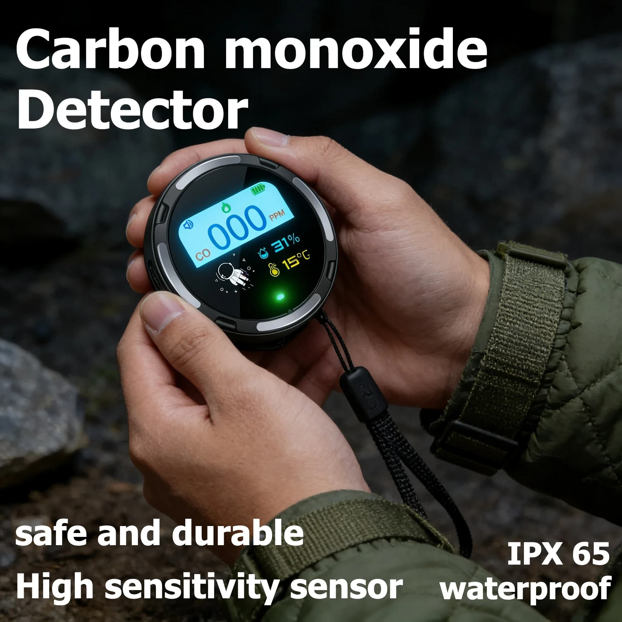 Sensore di allarme monossido di carbonio Rilevazioni di perdite di CO Allarme rilevatore di CO domestico azionato con display LCD per la casa da campeggio