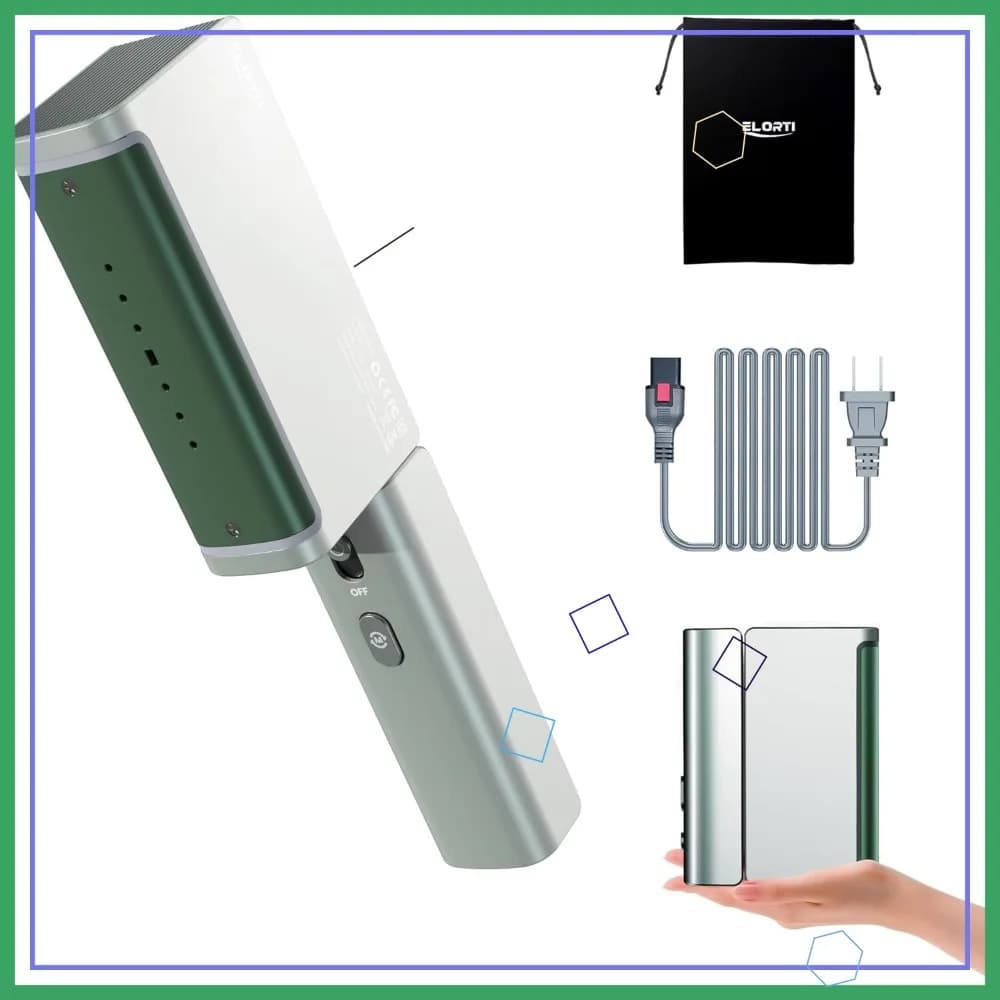 Vaporizzatore da Viaggio per Vestiti 1200W, Mini Portatile, Doppia Tensione 110-220V, Pieghevole, Riscaldamento Rapido in 15s, Utilizzo Mondiale (Verde)