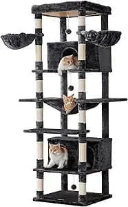 Albero per gatti extra large, torre per gatti alta 77,6 pollici per gatti da interno con 2 condotti, supporto per gatti multilivello per gatti di grandi dimensioni, 3 Hammo