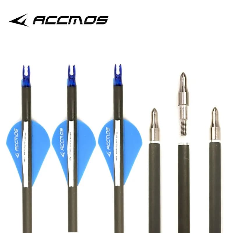 12 pz ID 6.2mm colonna vertebrale 300 350 400 500 600 700 800 freccia in carbonio puro per Compound /Recuvre Bow Shooting caccia pratica