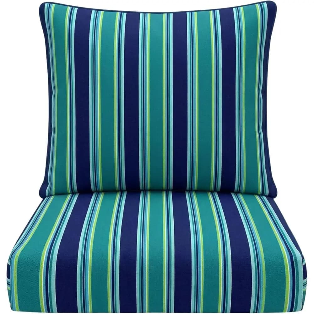 24x24x5 outdoor chair cushion with back cushion 25x21, garden furniture covers, manufactured in USA, Tobago Lagoon