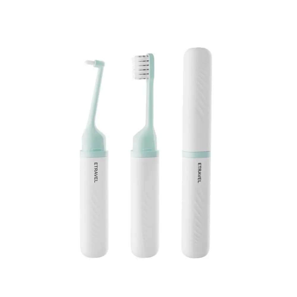 Portable 2-in-1 Toothbrush with Storage Case Soft Bristles Interdental Toothbrush Dual Ended Oral Cleaning Brush Daily Oral Care