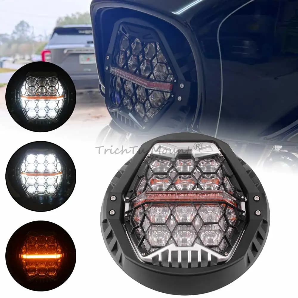 Hi/Lo Beam Head Light 7" Motor LED Headlight For Harley Touring Road King Street Electra Glide 94-17 Heritage Softail Fat Boy