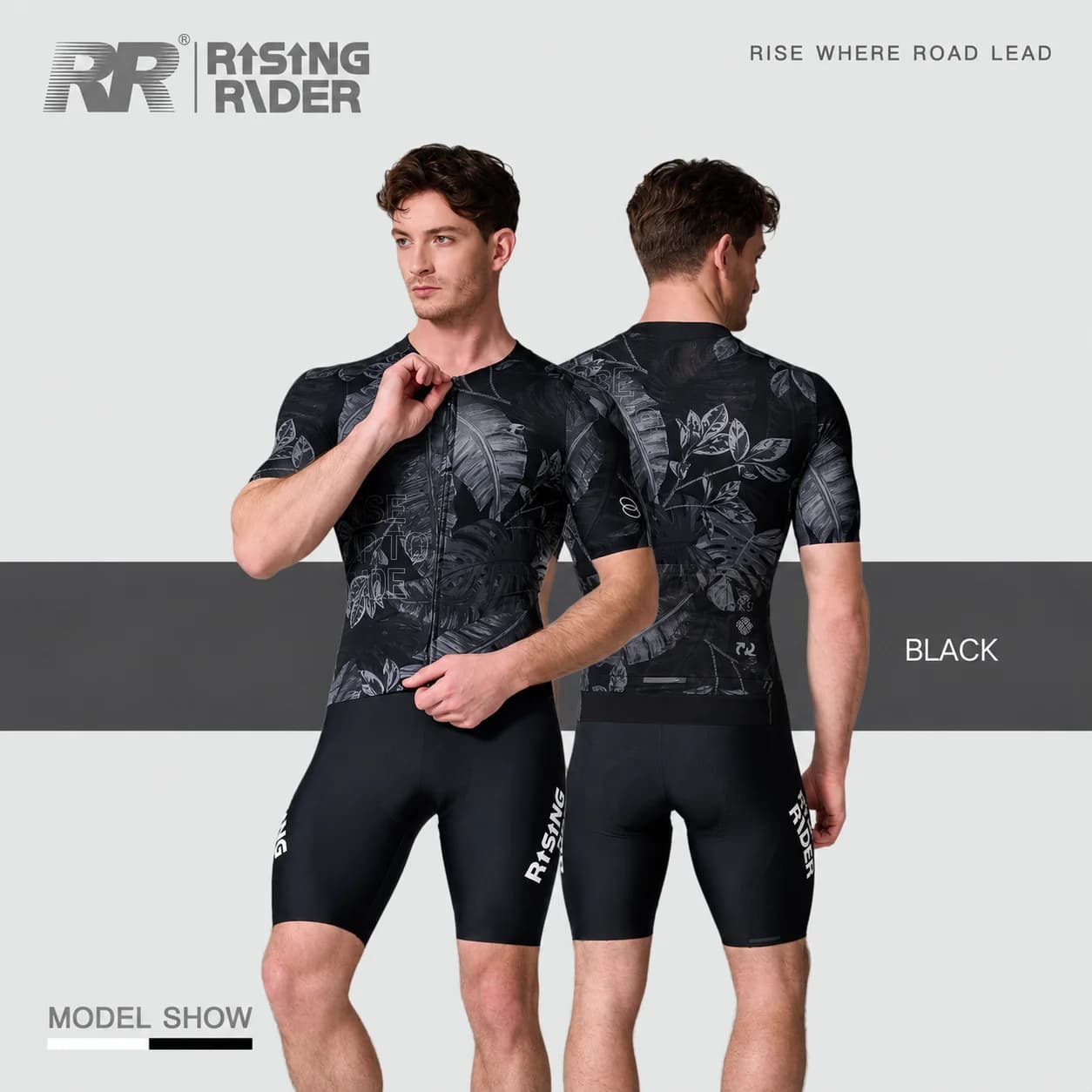 RR Spring/Summer Tropical Plant Print Men’s Short Sleeve Top, Quick-Dry Breathable Road Bike Cycling Jersey