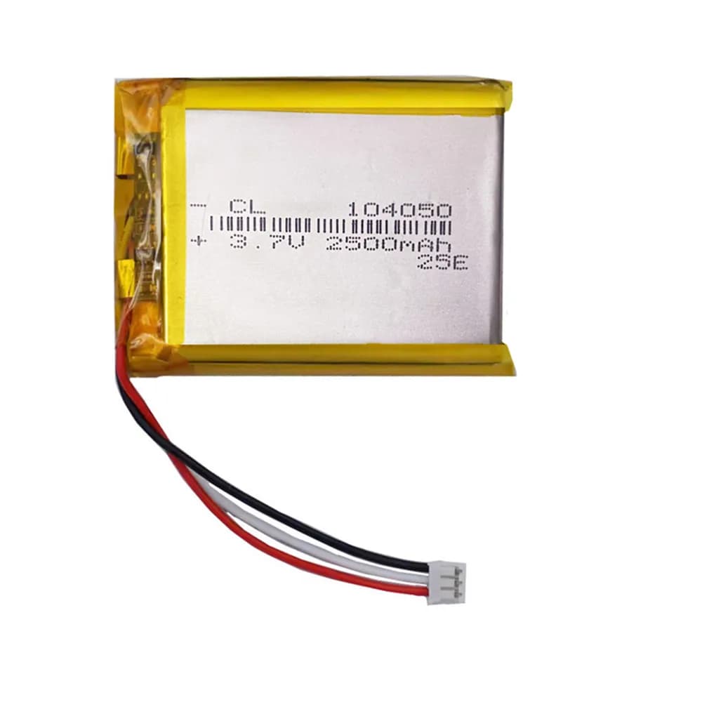 Batteria Lipo Ricaricabile 3.7V 2500mAh 104050 con Connettore JST 3Pin 1.25mm e Termistore NTC per GPS, Telecamere Auto, Tablet PC, Altoparlanti
