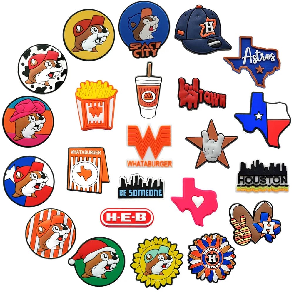 26Pcs Texas French Fries Shoe Charms Accessories PVC Clog Sandals Shoe Decorations Buckle Unisex Kid's Party X-mas Gifts