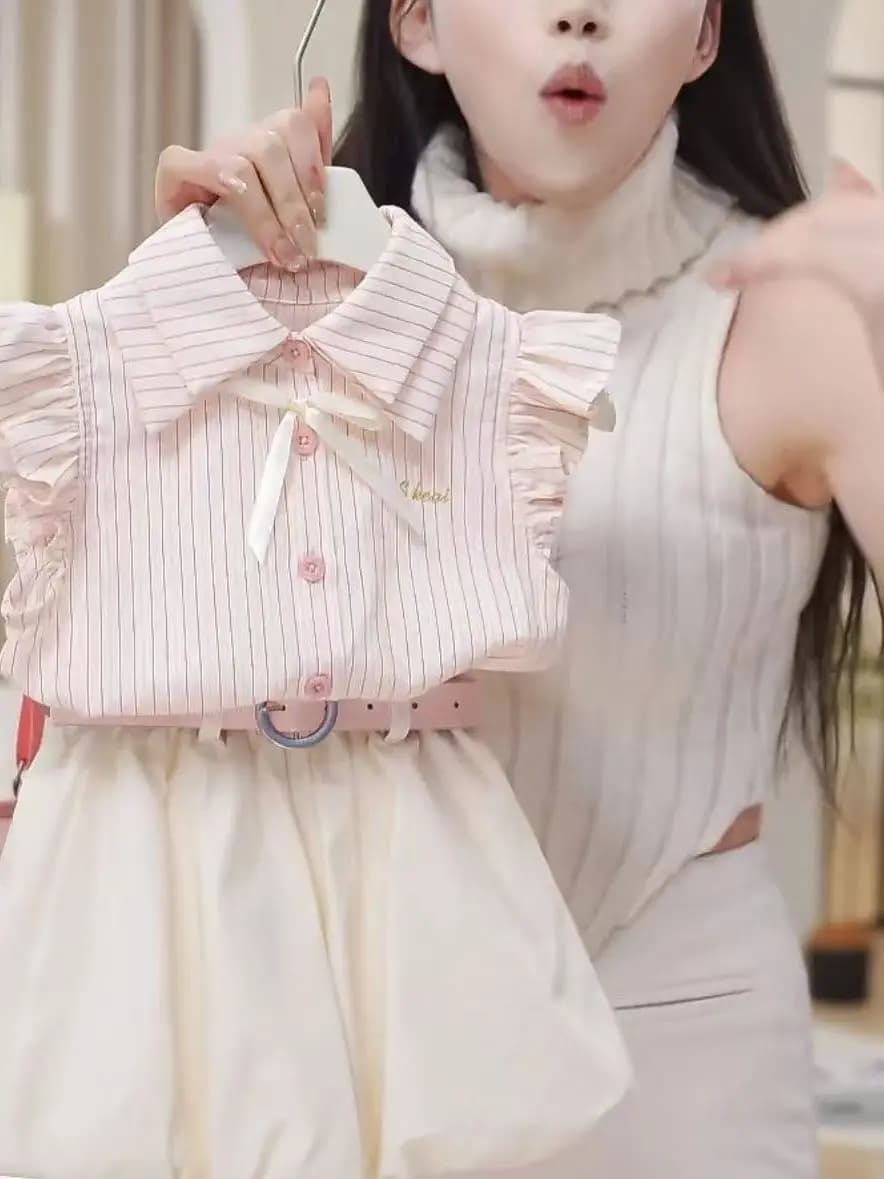 Girls Summer 2026 Sweet Striped ort Skirt Baby Knot Svel irt Korean Sle Casual Sportswear Children's Cl...