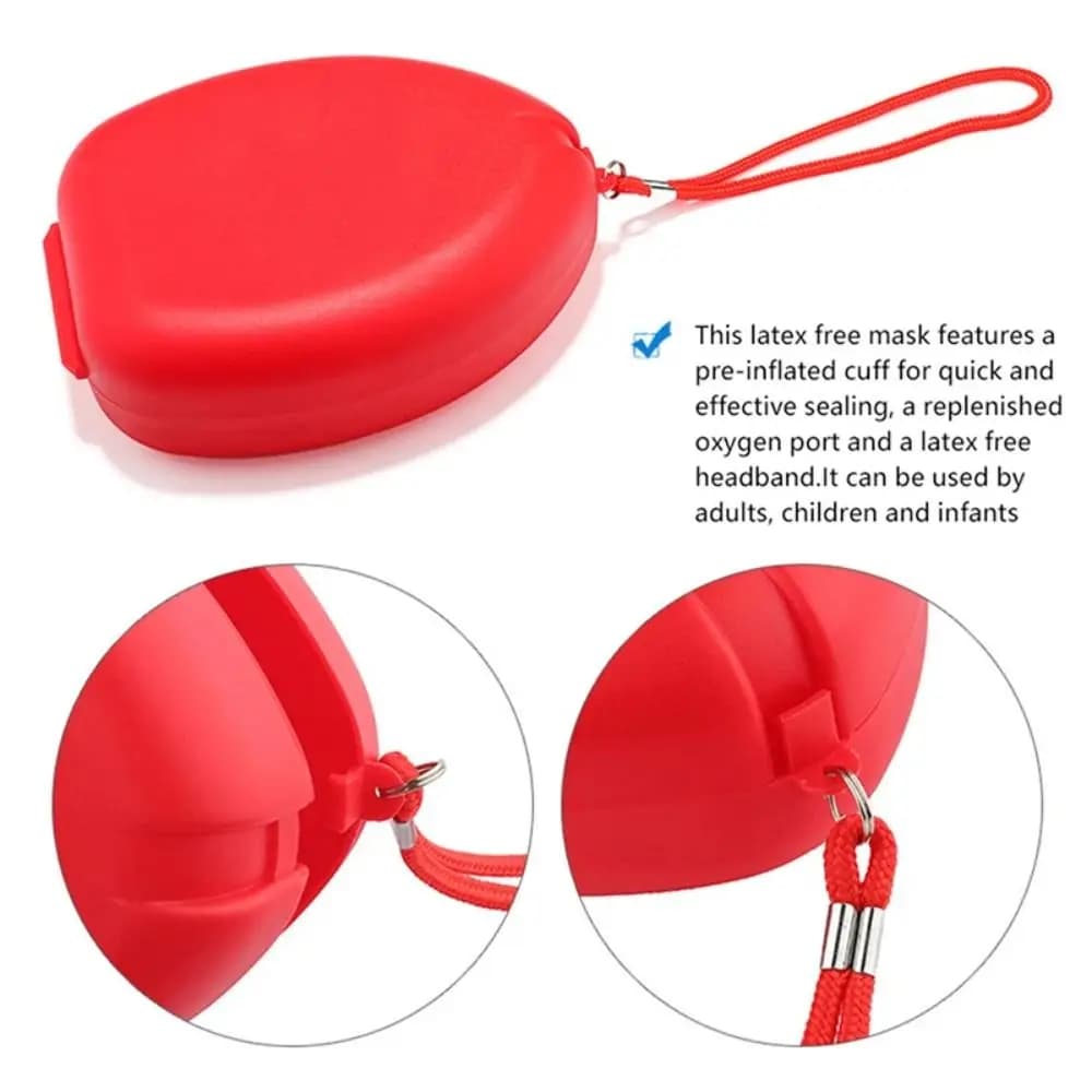 Reuseable CPR Breathing Mask One-way Valve Tools Breathing Mask Artificial Respiration Mask Red Professional Cpr Rescue Teaching