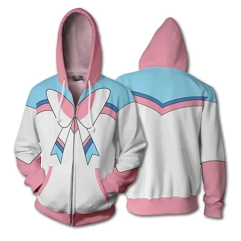 (#^.^#) 2026 New Anime Sylveon cosplay 3D printing hooded zipper jacket coat sweatshirts outwear men's streetwear hoo →_→LOOK ME