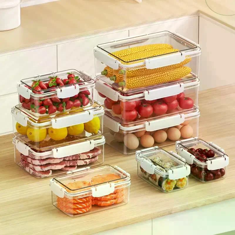 Contenitori per Frutta e Alimenti Freschi, Organizzatore Trasparente per Frigorifero, Contenitore Multifunzionale per Preparazione Pasti e Pranzo