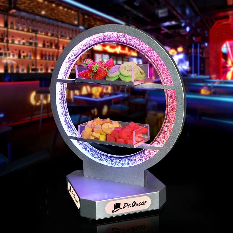 Bar discoteca KTV luminoso rotondo modello di ghiaccio snack di frutta piatto essiccato piatto portacavi a due strati