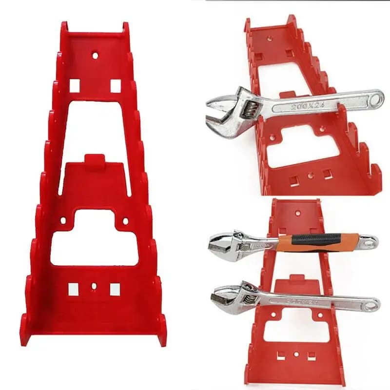 Red Wrench Organizer Plastic Wrench Organizer Tray Sockets Storage Tools Rack Sorter Standard Spanner Holders Wrench Holder