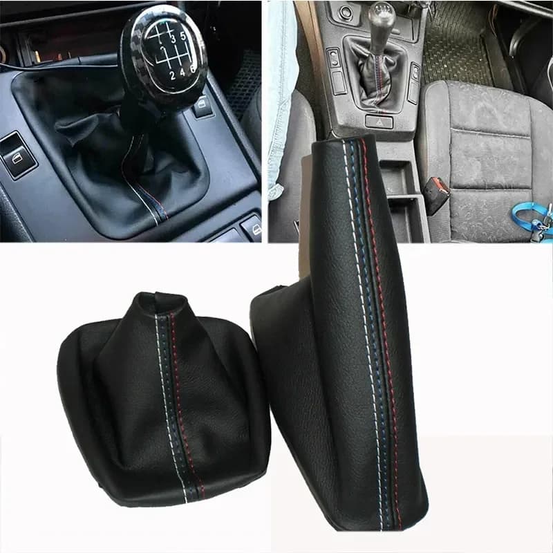 Leva del cambio per auto leva del freno a mano manuale cuffia del cambio stivale in pelle nera per BMW serie 3 E36 E46 M3 Car Styling