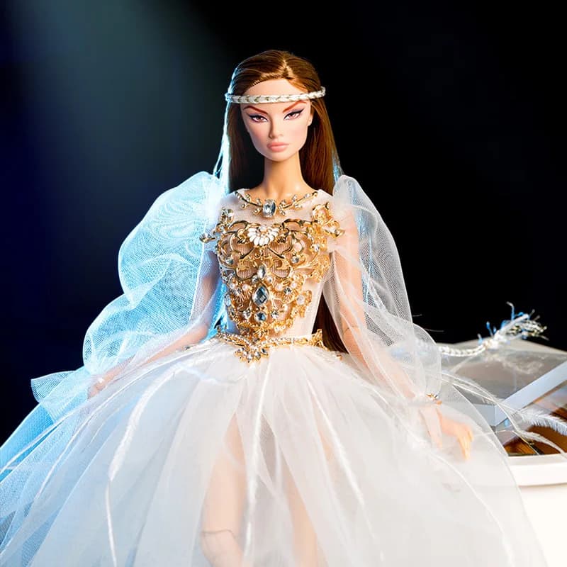 1/6 32 centimetri FR Supermodel Vestiti per le Bambole Vestito di Lusso Haute Couture Fata Bianco Rosa Gonna Serie di Accessori Set Regali Abito da Principessa