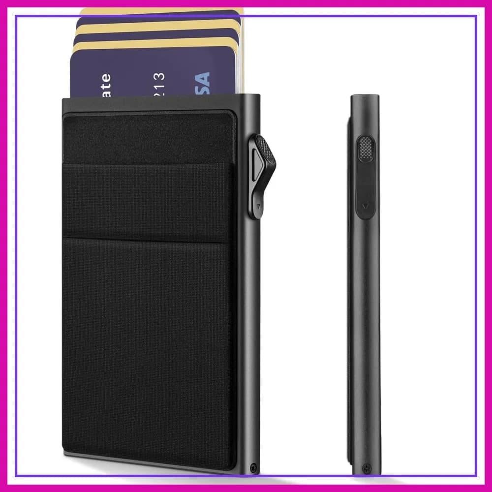 Portafoglio Minimalista in Metallo per Uomo con Blocco RFID, Porta Carte di Credito con Tasca per Contanti, Protezione per Carte Contactless