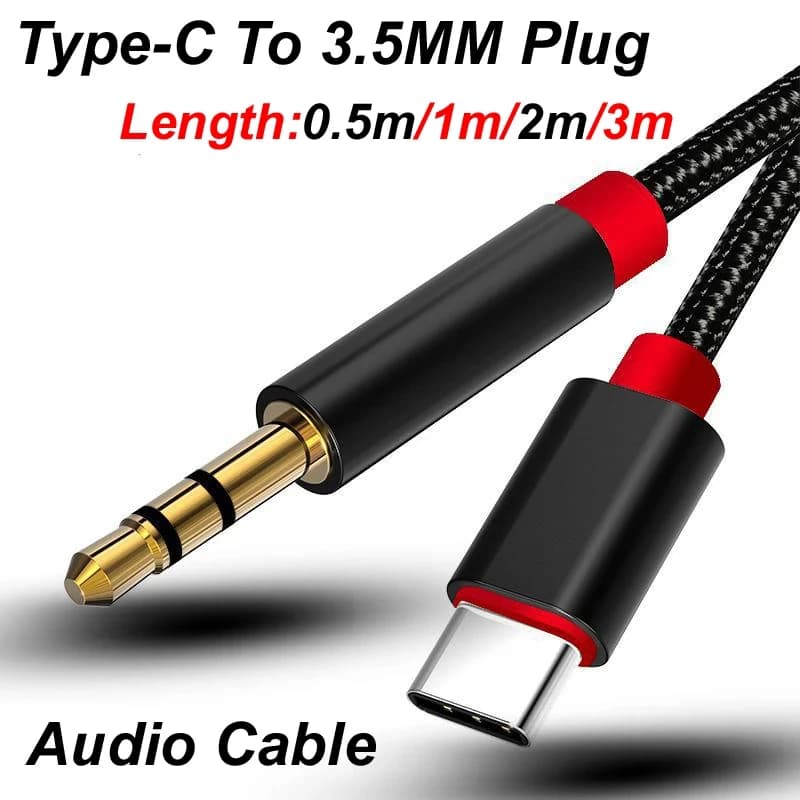 0.5m/1m/2m/3m Type-C USB-C 3.5mm Male Audio Martinetti Cable Adapter Wire Line For Telephone Xioami Headset Speaker