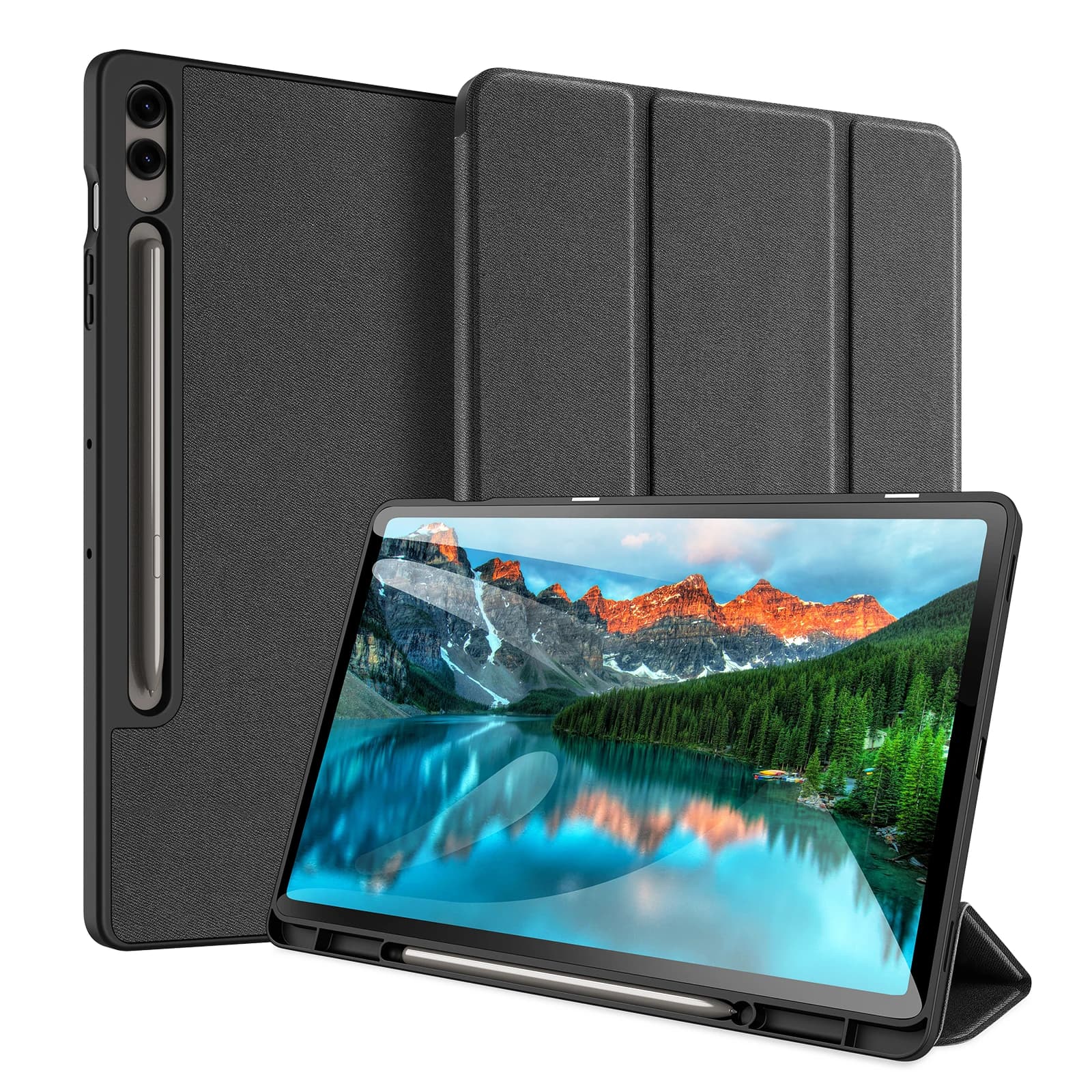Custodia per tablet DUX DUCIS con supporto a tre ante per Samsung Tab S10 Ultra, S9 Plus, S9 Fe Plus, S6Lite con supporto per penna stilo e sveglia automatica