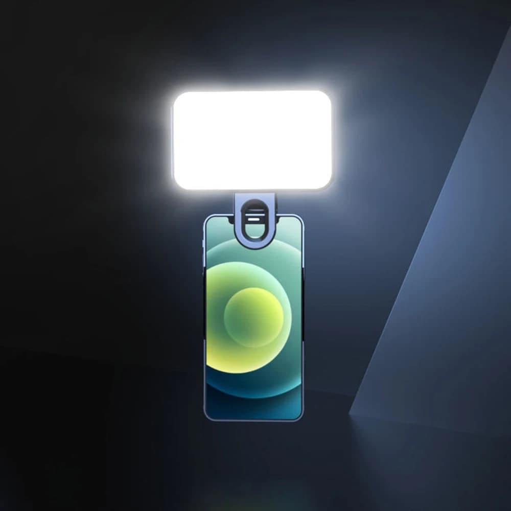 Mini luce portatile per selfie ricaricabile, 3 modalità di luminosità regolabile, con clip per telefono, laptop, tablet, riunioni, trucco