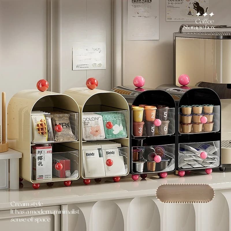 Desktop storage box multi-layer transparent drawer tea bag sorting box cosmetics storage cleaning storage box large capacity