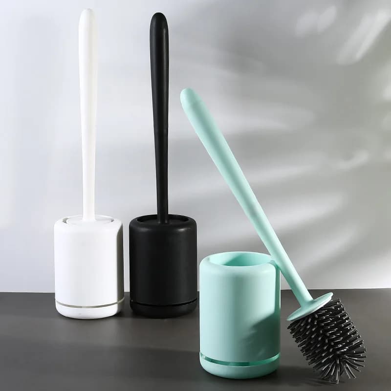 WIKHOSTAR Spazzola per WC in Silicone, Asciugatura Rapida, Spazzola per Pulizia con Supporto a Parete, Accessori per il Bagno